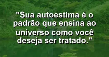 Sua autoestima é o padrão que ensina ao universo como você deseja ser tratado.