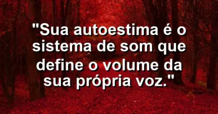 Sua autoestima é o sistema de som que define o volume da sua própria voz.