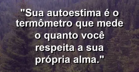 Sua autoestima é o termômetro que mede o quanto você respeita a sua própria alma.