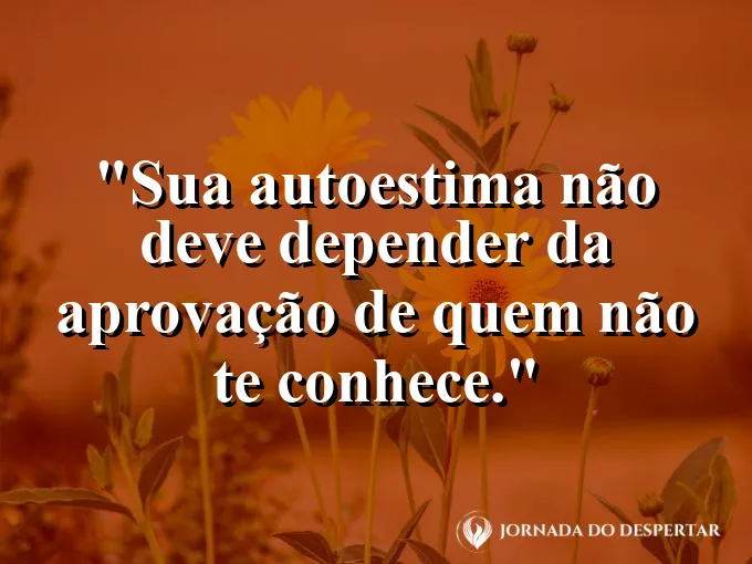 Frase sobre autoconhecimento e autoestima: Sua autoestima não deve depender da aprovação de quem não te conhece.