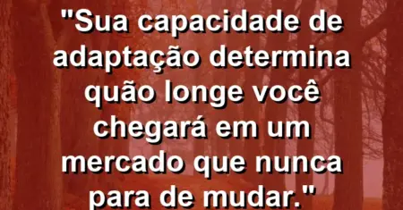 “Sua capacidade de adaptação determina quão longe você chegará em um mercado que nunca para de mudar.”