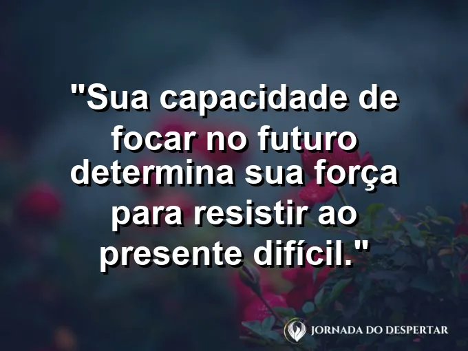 Telescópio apontado para as estrelas com frase sobre foco no futuro.