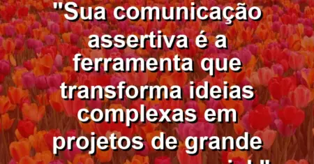 “Sua comunicação assertiva é a ferramenta que transforma ideias complexas em projetos de grande sucesso comercial.”