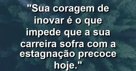 “Sua coragem de inovar é o que impede que a sua carreira sofra com a estagnação precoce hoje.”