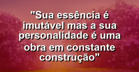 “Sua essência é imutável mas a sua personalidade é uma obra em constante construção”