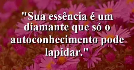 Sua essência é um diamante que só o autoconhecimento pode lapidar.