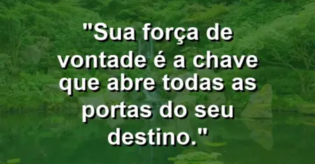 “Sua força de vontade é a chave que abre todas as portas do seu destino.”