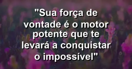 “Sua força de vontade é o motor potente que te levará a conquistar o impossível”