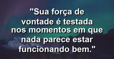 “Sua força de vontade é testada nos momentos em que nada parece estar funcionando bem.”