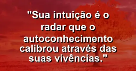 Sua intuição é o radar que o autoconhecimento calibrou através das suas vivências.
