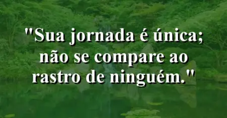 Sua jornada é única; não se compare ao rastro de ninguém.