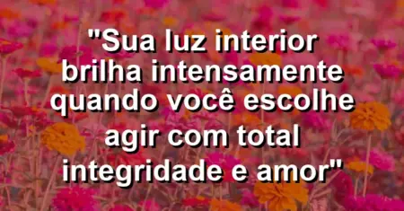 “Sua luz interior brilha intensamente quando você escolhe agir com total integridade e amor”