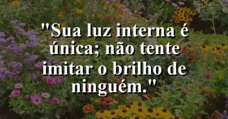 Sua luz interna é única; não tente imitar o brilho de ninguém.