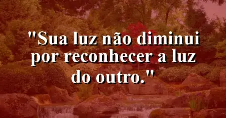 Sua luz não diminui por reconhecer a luz do outro.
