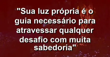 “Sua luz própria é o guia necessário para atravessar qualquer desafio com muita sabedoria”