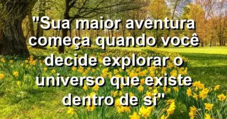 “Sua maior aventura começa quando você decide explorar o universo que existe dentro de si”