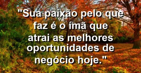 “Sua paixão pelo que faz é o ímã que atrai as melhores oportunidades de negócio hoje.”