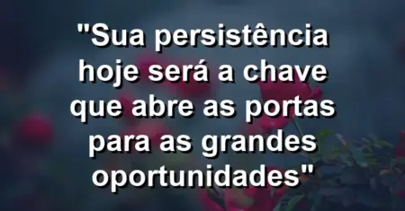 “Sua persistência hoje será a chave que abre as portas para as grandes oportunidades”