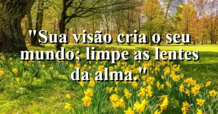 Sua visão cria o seu mundo; limpe as lentes da alma.