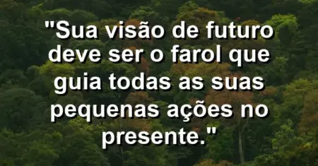 “Sua visão de futuro deve ser o farol que guia todas as suas pequenas ações no presente.”