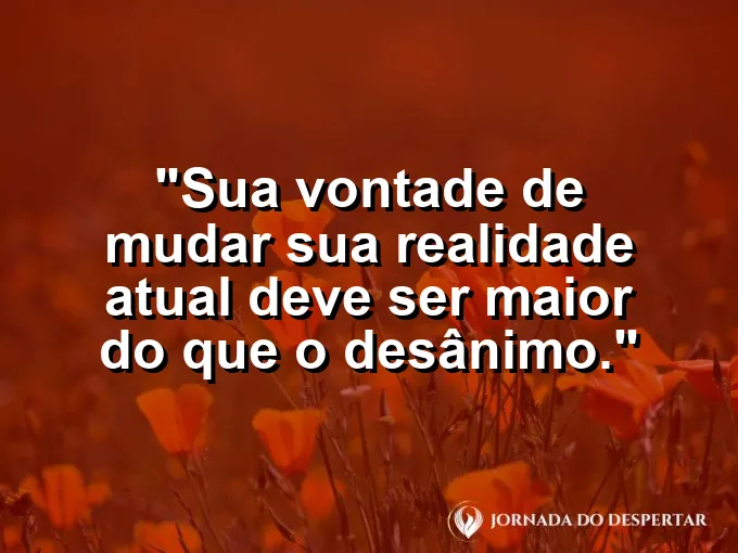 Pessoa saltando de um penhasco escuro para um iluminado com frase sobre mudança.