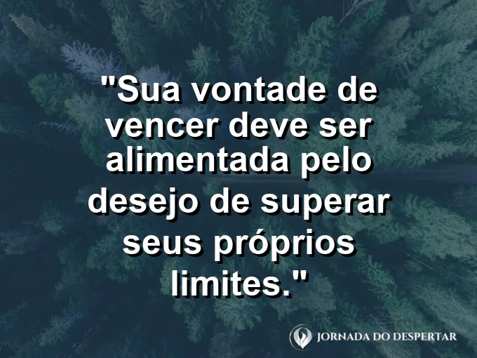Atleta saltando um obstáculo alto com frase sobre superar limites pessoais.