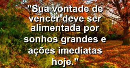 “Sua vontade de vencer deve ser alimentada por sonhos grandes e ações imediatas hoje.”