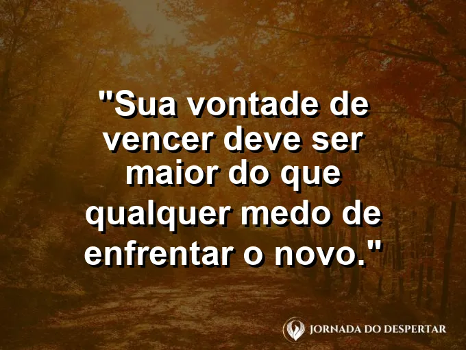 Porta aberta para uma galáxia brilhante com frase sobre vontade de vencer e novo.