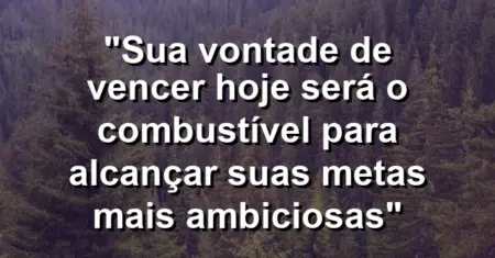 “Sua vontade de vencer hoje será o combustível para alcançar suas metas mais ambiciosas”