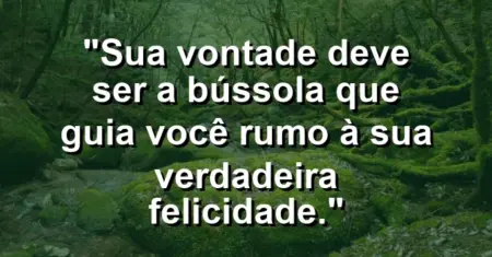 “Sua vontade deve ser a bússola que guia você rumo à sua verdadeira felicidade.”