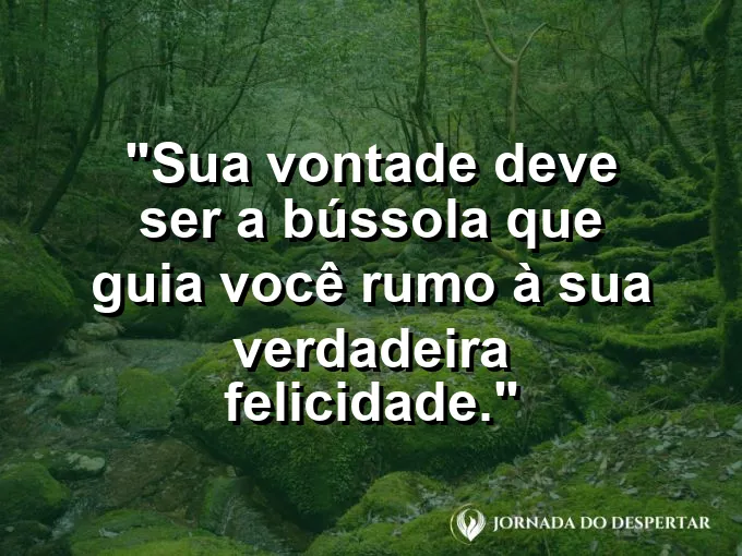 Bússola de madeira antiga sobre mapa estelar com frase sobre vontade e felicidade.