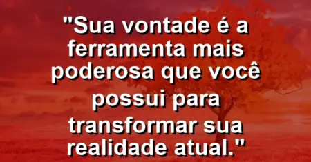 “Sua vontade é a ferramenta mais poderosa que você possui para transformar sua realidade atual.”