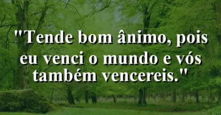 “Tende bom ânimo, pois eu venci o mundo e vós também vencereis.”
