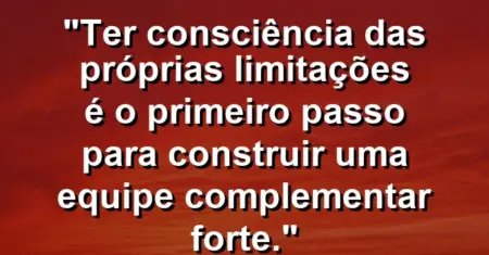 “Ter consciência das próprias limitações é o primeiro passo para construir uma equipe complementar forte.”
