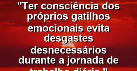 “Ter consciência dos próprios gatilhos emocionais evita desgastes desnecessários durante a jornada de trabalho diária.”