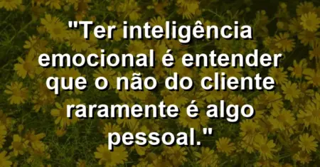 “Ter inteligência emocional é entender que o ‘não’ do cliente raramente é algo pessoal.”