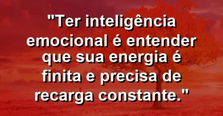 “Ter inteligência emocional é entender que sua energia é finita e precisa de recarga constante.”