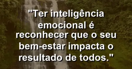 “Ter inteligência emocional é reconhecer que o seu bem-estar impacta o resultado de todos.”
