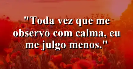 “Toda vez que me observo com calma, eu me julgo menos.”