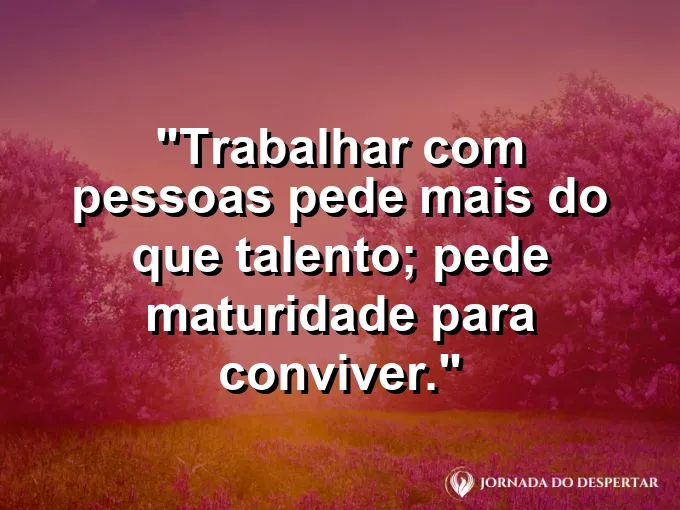 Imagem com frase sobre convivência e inteligência emocional profissional.