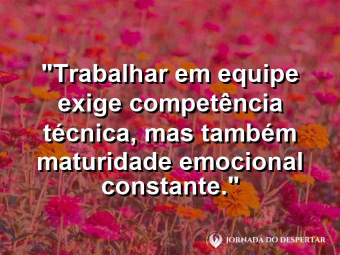 Imagem com frase sobre equipe e inteligência emocional.