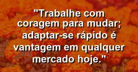 “Trabalhe com coragem para mudar; adaptar-se rápido é vantagem em qualquer mercado hoje.”