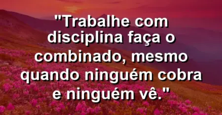 “Trabalhe com disciplina: faça o combinado, mesmo quando ninguém cobra e ninguém vê.”