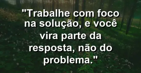 “Trabalhe com foco na solução, e você vira parte da resposta, não do problema.”