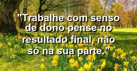 “Trabalhe com senso de dono: pense no resultado final, não só na sua parte.”