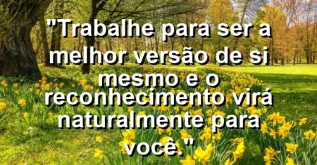 “Trabalhe para ser a melhor versão de si mesmo e o reconhecimento virá naturalmente para você.”
