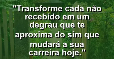 “Transforme cada não recebido em um degrau que te aproxima do sim que mudará a sua carreira hoje.”