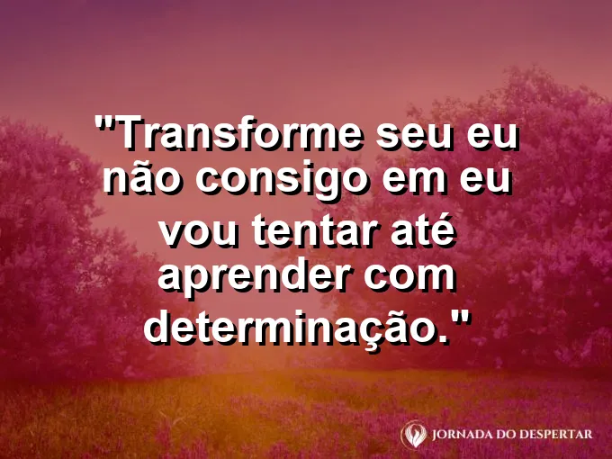 Quadro negro com a palavra "Impossível" riscada e frase sobre aprender com determinação.