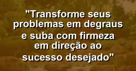 “Transforme seus problemas em degraus e suba com firmeza em direção ao sucesso desejado”