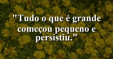 Tudo o que é grande começou pequeno e persistiu.